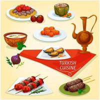 Turkish cuisine kebab meat dishes icon vector