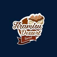 Tiramisu dessert icon, cafe dessert menu symbol vector