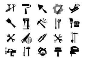 Electric and manual tools black icons vector