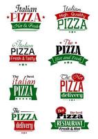 Italian pizza colorful labels and signs vector