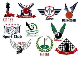 Sporting game or team emblems in retro style vector