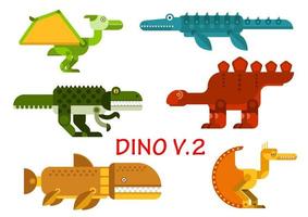 Ancient dinosaurs and reptiles flat icons vector