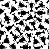 Black and white seamless trophy cups pattern vector