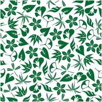 Seamless emerald green leaves and twigs pattern vector