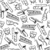 Musical instruments seamless pattern background vector