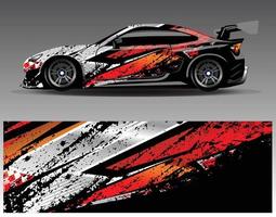 Car wrap design vector. Graphic abstract stripe racing background kit designs for wrap vehicle  race car  rally  adventure and livery vector