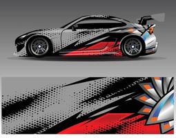 Car wrap design vector. Graphic abstract stripe racing background kit designs for wrap vehicle  race car  rally  adventure and livery vector