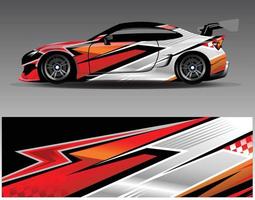 Car wrap design vector. Graphic abstract stripe racing background kit designs for wrap vehicle  race car  rally  adventure and livery vector