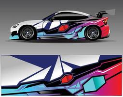 vector de diseño de envoltura de coche. Diseños de kits de fondo de carreras de franjas abstractas gráficas para envolver vehículos carrera de autos rally aventura y librea