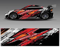 Car wrap design vector. Graphic abstract stripe racing background kit designs for wrap vehicle  race car  rally  adventure and livery vector