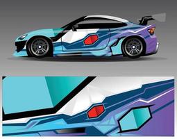 vector de diseño de envoltura de coche. Diseños de kits de fondo de carreras de franjas abstractas gráficas para envolver vehículos carrera de autos rally aventura y librea