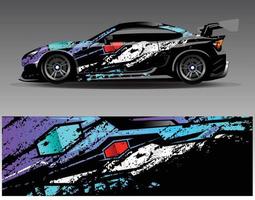 Car wrap design vector. Graphic abstract stripe racing background kit designs for wrap vehicle  race car  rally  adventure and livery vector