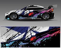 vector de diseño de envoltura de coche. Diseños de kits de fondo de carreras de franjas abstractas gráficas para envolver vehículos carrera de autos rally aventura y librea