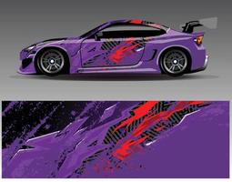 vector de diseño de envoltura de coche. Diseños de kits de fondo de carreras de franjas abstractas gráficas para envolver vehículos carrera de autos rally aventura y librea