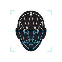 icono de reconocimiento signo de verificación biométrica de identidad de identificación facial. tecnología de autenticación teléfono móvil, teléfono inteligente, otros dispositivos. vector