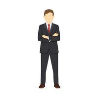 Flat Design Business Man with Arms Crossed isolated on a white background. vector