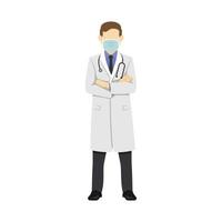 Doctor Standing with Arms Crossed Flat design Vector Illustration isolated on a white background.