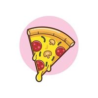 Piece of Pizza with Melted Cheese Vector Cartoon Illustration isolated on a white background.