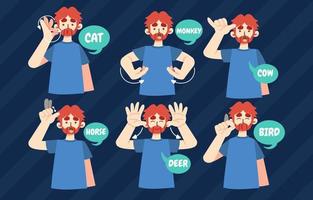 American Sign Language for Animal Characters vector