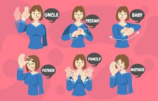 Sign Language for Family Signs vector