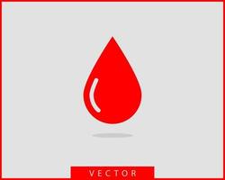 Red blood drop vector icon isolated on white background.