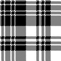 Pixel check fabric texture black white seamless pattern vector