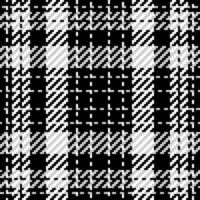 Plaid check pattern in black and white. Seamless texture fabric background. vector