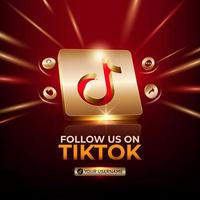 Tiktok square banner 3d gold icon for business page promotion social media post