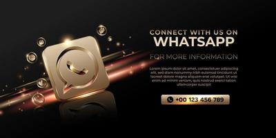 banner de instagram icono de oro 3d para promoción de página de negocios y publicación en redes sociales vector
