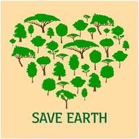 corazón en forma de árboles verdes. salvar el concepto de naturaleza vector
