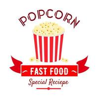 Cinema fast food snacks icon with popcorn bucket vector