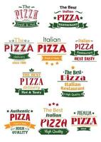 Tasty pizza headers and signboards set vector