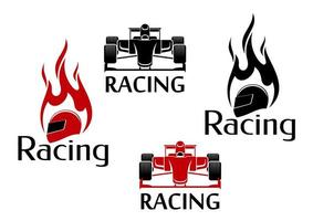 Car racing and motorsport icons vector