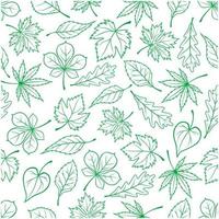 Sketched green leaves seamless pattern background vector