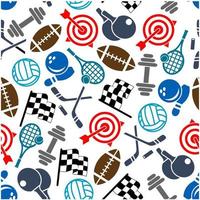 Sport items color seamless pattern vector