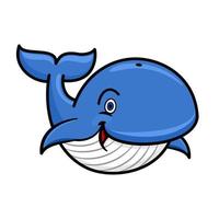 Blue baleen whale cartoon character vector