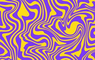 Abstract horizontal groovy background with colorful distorted waves. Trendy vector illustration in style retro 60s, 70s. Blue and yellow colors