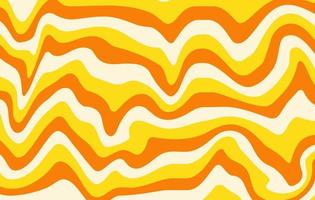 Abstract horizontal psychedelic background with colorful groovy waves. Trendy vector illustration in style retro 60s, 70s. Yellow and orange colors