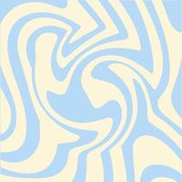 Wavy swirl square background in blue and beige colors. Vector Illustration in style hippie 70s, 60s. Aesthetic graphic print.