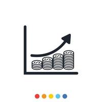 gráfico de negocios de icono o diagrama de gráfico. vector