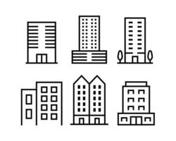 Collection of building icon designs with lines. Vector Illustration