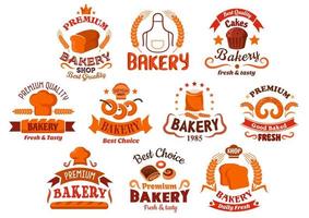 Bakery and pastry shop icons vector