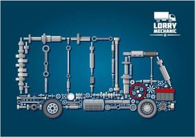 Truck silhouette with mechanical parts vector