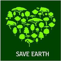 Eco green heart symbol with trees and plants vector