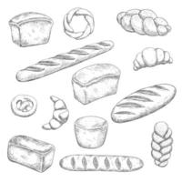 Retro bakery and pastry sketches vector