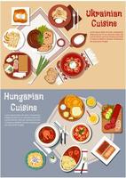 Hearty ukrainian and hungarian dinners flat icon vector