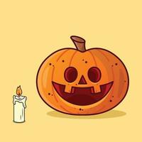 vela y calabaza de halloween vector