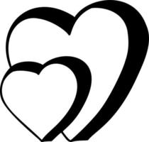 Pair of hearts. Hand drawn doodle vector