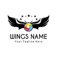 Wings Logo Design, Shield Wings Vector, Bird Feather Illustration vector