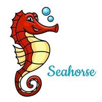 Cartoon tropical marine seahorse fish character vector